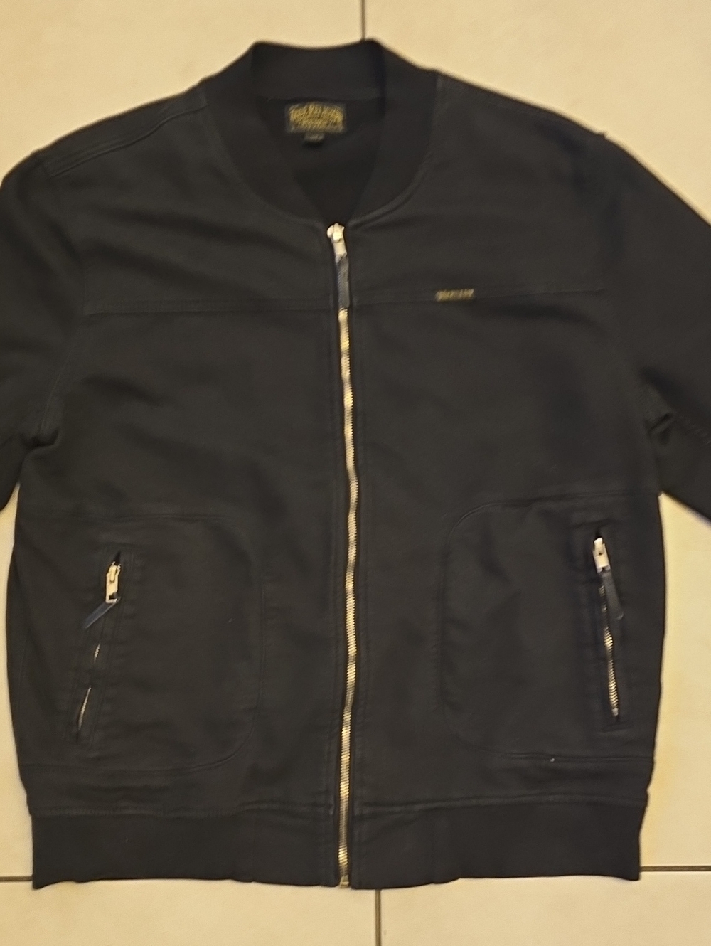 True Religion Men Black Zip-Up Bomber Jacket, Used